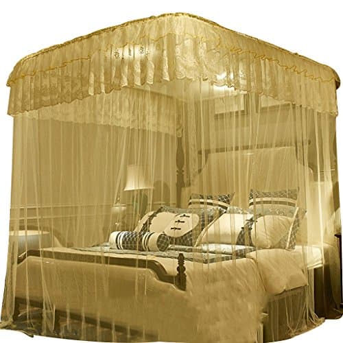 QI FANG BUSINE mosquito net U type adjustable Reinforced bracket 2.2 meters 2.1 meters high big space Do not shake Not sagging (Color : Yellow, Size : 1.8 m (6 ft) bed)
