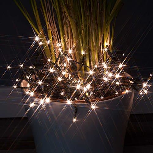 NEW LED Christmas String Lights. Multi Function LED Fairy Lights, Battery Powered with Timer, for Indoor or Outdoor use. By Qbis (Green Wire, 100 LEDs)