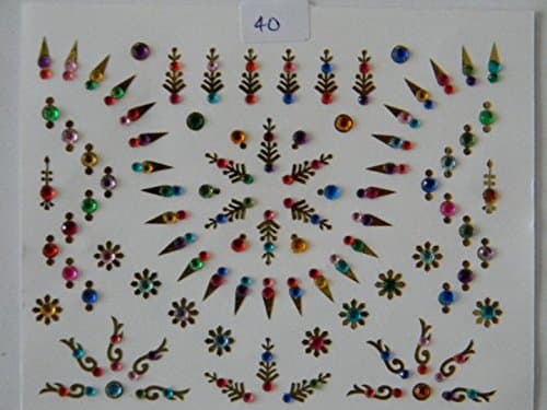 100+ Approx (1 Pack) Colourful Crystal Diamanté Bindi Multi Pack - Stick On Temporary Body Art Tattoo Jewel for Bollywood Party Prom Wedding Style 40