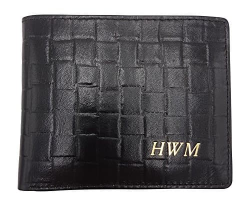 RFID WALLET PERSONALISED - PREMIUM RFID BLOCKING Mens Designer Wallet With GIFT BOX by HYDESTYLE - Genuine Leather - KEEP YOUR MONEY SAFE - Black