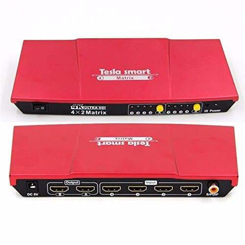 Telsa Ultra HD 4K/3D HDMI Matrix 4x2 Splitter Switch 4 in 4 out with Audio RS232