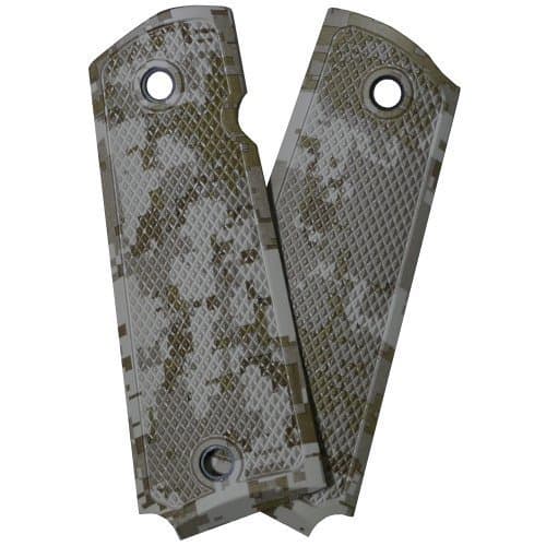 AlumaGrips 1911 Full Size Light Weight Desert Digital Complete Coverage Checkering Ambi Grip by AlumaGrips