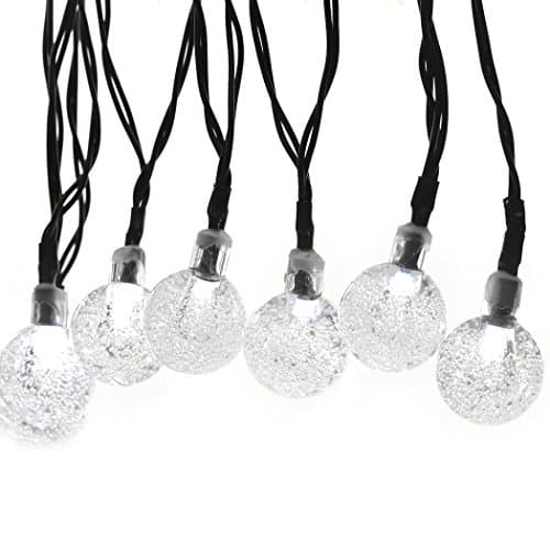 Solar Outdoor Christmas String Lights,20ft 30LED Fairy String Lights Bubble Crystal Ball Lights Decorative Lighting for Indoor Garden Wedding Patio Home Holiday Decorations, St.Patrick's Day (White)