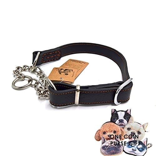 PetFun Unique Design Soft Sturdy Leather Choke Martingale Adjustable Collar with Toggle Stainless Steel, Vary in Size