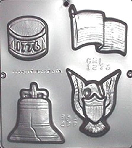 American Assortment ( Flag Eagle Drum Liberty Bell )Choc. Candy Mold 1273