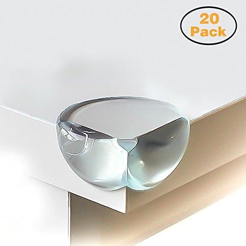 CALISH Safety Corner Protectors Guards (20pcs - Large - Clear) Table Corner Guards for Child and Baby, with 20pcs Strong Adhesive for Backup Use