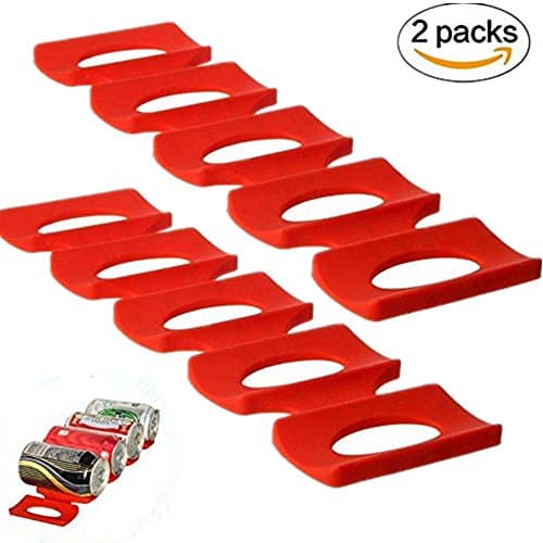 2 Pack Bottles and Cans Easy Stacker, Wine Bottles Storage Holder Shelf Tidy Organiser Silicone, Heat Resistance Food Mats for Kitchen, Cabinet, Pantry, Fridge. (Red)