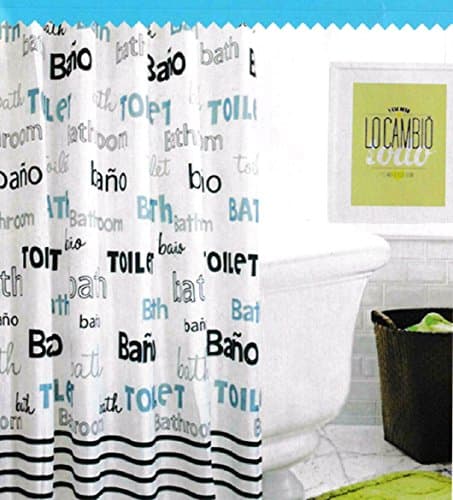 Shower Curtain 140 x 180 cm Mod Letters with Loop Washable Ready to Hang, water-repellent * Waterproof * * Without Plastic * EXCLUSIVE DESIGN *