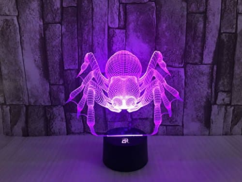 YOUQIZHI® 3D Optical Illusion spider Panel Model Lighting Night 7 Color Change USB Touch button LED Desk Table Light Lamp