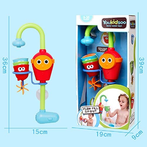 SinHan Baby Bath Toy - Flow N Fill Spout - Three Stackable Cups and Automated Spout by,Children faucet