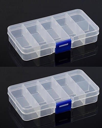 Kamay's 2PCS Transparent 10 Grids Adjustable Compartment Slot Plastic Hobby Craft Storage Box Case Raft Storage Box Organizer