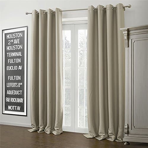 IYUEGOU Warm Solid Beige Grommet Top Blackout Curtains Draperies With Multi Size Customs 50" W x 96" L (One Panel)