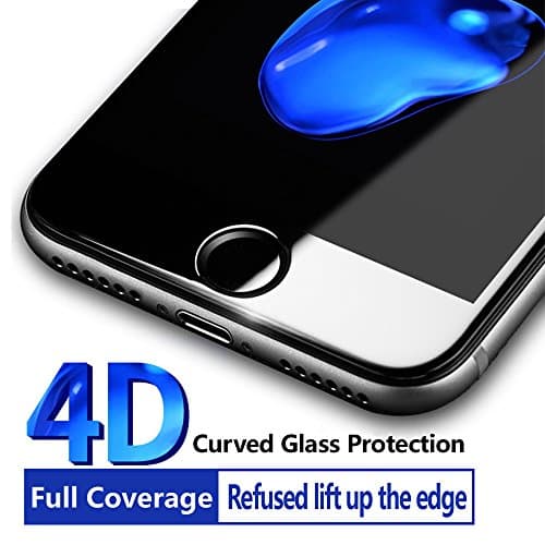 iPhone 7 Plus Screen Protector,2017 New Arrival MisVoice 4D Full Screen Film Anti-scratch Tempered Glass Protectors with Curved Edge, Cover Edge-to-Edge, HD Clear, Bubble-free, Shockproof (5.5 Black)