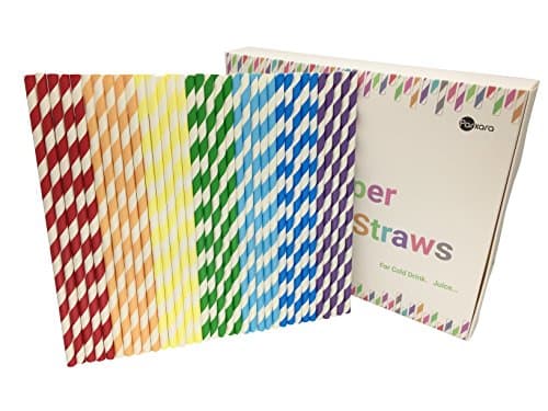 Straws Paper 175Pcs with Recycable Packaging Drinking Straws Decorations for Party Birthday Wedding Baby Shower Valentine in 7 Multi-Color Rainbow