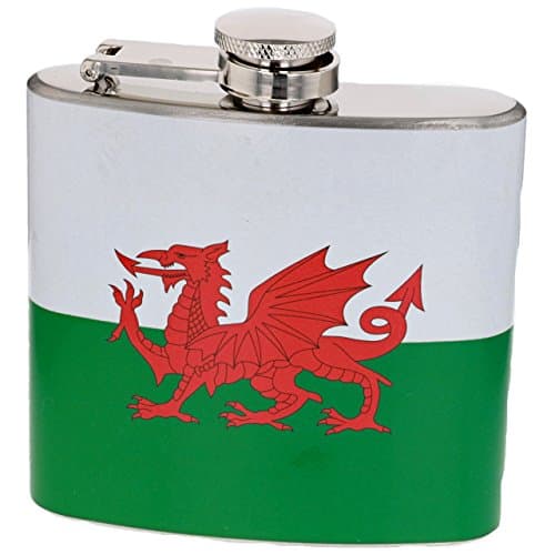 5oz Stainless Steel Hip Flask - Welsh Flag