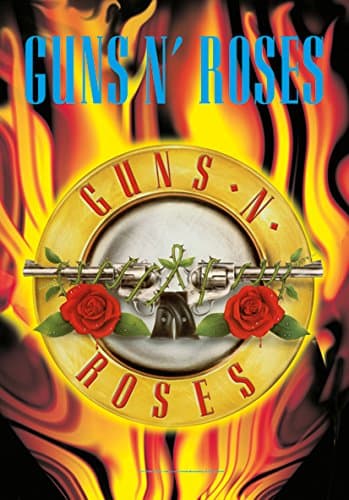 Heart Rock Original Guns N' Roses Circle Flames, Fabric, Multi-Colour, 110 x 75 x 0.1 cm