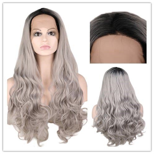 Wiged Black Silver Gray Gradient Hand Hook, Lace, Synthetic Lace Front Wigsstealth Performance Party Of Realistic And Natural Fashion