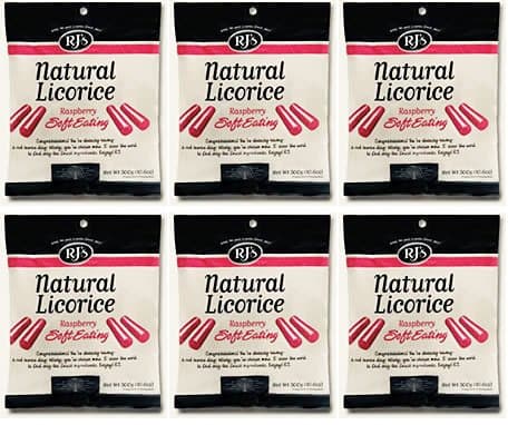 (6 PACK) - RJ Licorice - Natural Soft Raspberry Licoric | 300g | 6 PACK BUNDLE