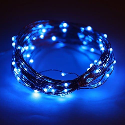 Fairy Light with 100 LEDs, Waterproof Copper Wire Starry String Lights by Battery Operated for Indoor Bedroom & Outdoor Patio Home Garden Wedding Party (33ft/10M, Blue)