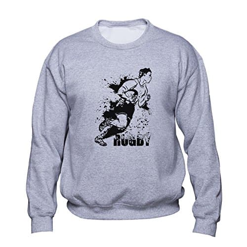 EUGINE DREAM Rugby Fan Sweatshirt Love Rugby Pullover Rugby Player Sweater Rugby Fan Gift Crew Neck Mens Womens Unisex Sweatshirt Grey M