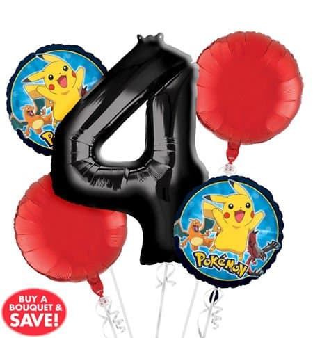 Pokemon 4th Birthday Balloon Bouquet