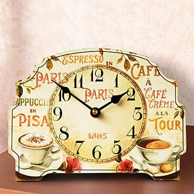 10"H Country Style Coffee Noiseless Tabletop Clock