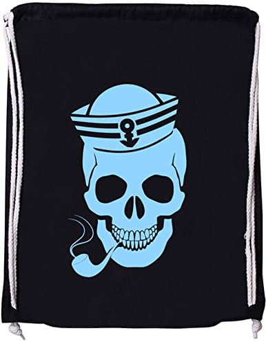 Ezyshirt® Skipper Skull Cotton Fabric Bag - Black - One Size