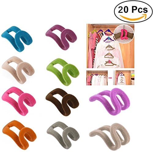 YFMD Anti-slip Mini Flocking Clothes Rack Cascading Hanger Hooks for Perfect to Organise Closet & Save Space(20 pcs)