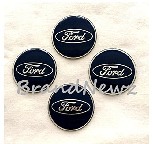 FORD EPOXY GLAZE BLUE CHROME 3D EMBLEM WHEEL CENTER CAP STICKERS LOGO BADGE WHEEL TRIM 55 MM DOME SET OF 4