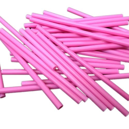 100 114mm (4.5") Pink Plastic Lollipop Sticks for Cake Pops Lollies and Craft Projects