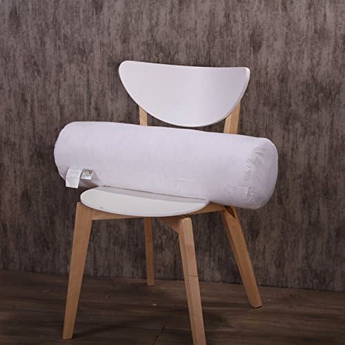 Rose Feather Goose Down Feather Pillow Neck Roll Pillow Weeping Willow Torus Bolster Cushion100% Organic Cotton 233TC ,White (25x71cm(10x28inch))