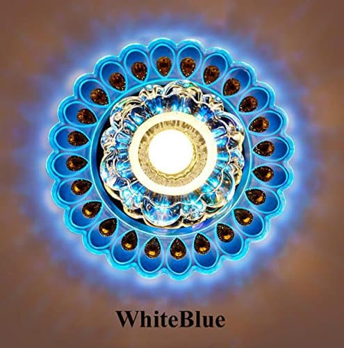LED Crystal Ceiling Light, Color Changing Crystal Ceiling Pendent Lamps, Flush Mounted Lighting Chandeliers For Hallway, Bedroom, Study Room/Office, Dining Room, Kids Room, Corridors, Foyer, Living Room, Balcony Spotlight,Whiteblue-Srew