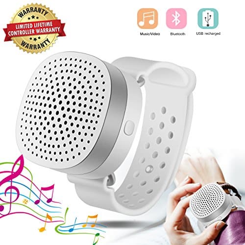 Bluetooth Smart Watch Speaker Portable Wireless Bluetooth Speaker Watch Smart Bracelet Speaker Wrist Music Player Supporting USB Recharged (White)