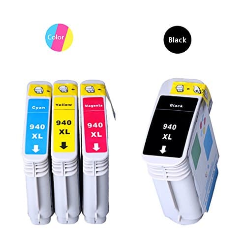 HWDID 940XL Ink Cartridges 4 Pack Replacement for HP 940 XL Cartridge for Officejet Pro 8000 8500 A909A 8500A A910A C4906AE C4907AE C4909A C4908A Printer (1 Black 1Cyan 1Yellow 1 Magenta)