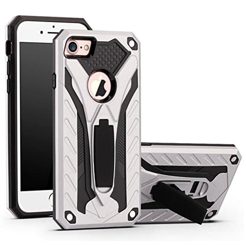 iPhone 7 plus Case,XINRD Heavy Duty 2 Layer Rugged Shockproof Defender Case with Stent Function and FREE Screen Protector for Apple iPhone 7plus 5.5 inch Silver