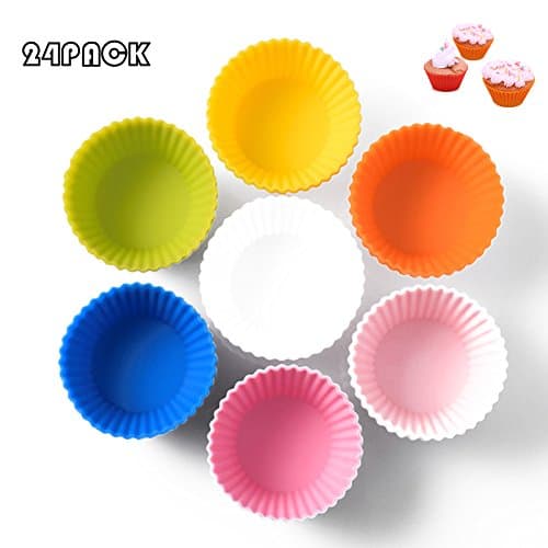 Silicone Baking Cups Cupcake Liners Muffin Molds Cupcake Holders for Christmas Party Wedding 24 Packs Assorted Colors