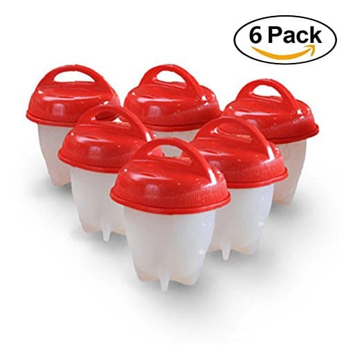 6 Pcs Egg Cooking Molds Hard Boiled Eggs without Shell, Hard & Soft Maker, Non Stick Silicone
