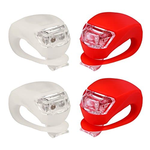 Bicycle Light Superbright LED Safety Light Front & Rear Silicone Clip On (2 Pairs)