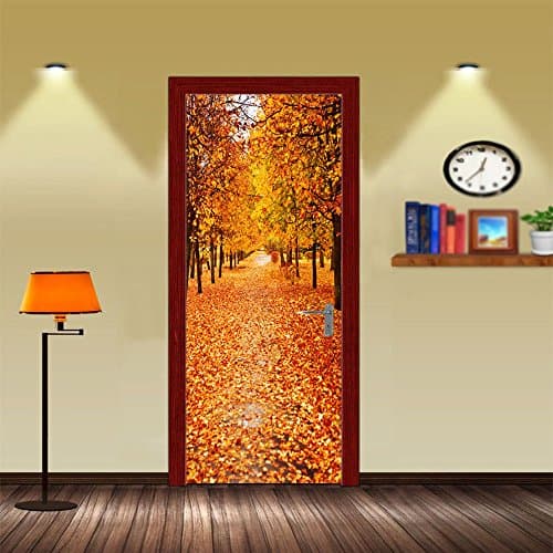 3D Autumn Deciduous View Door Sticker Waterproof Self-adhesive Wall Sticker