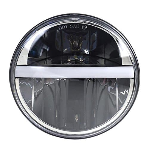 7 Inch Round LED Headlight Angle Eyes with Amber Signal DRL for Off-road 4X4 Vehicles Black 2pcs