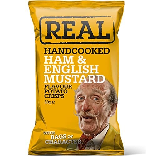 Real Crisps Hand Cooked Ham & English Mustard - Pack Size = 18x50g