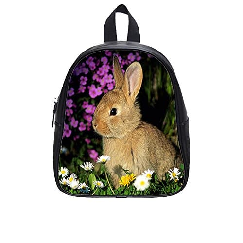 Custom Rabbit School Bag & Backpck(Medium) High-grade PU Leather,9.75 x 4.5 x 12.5 Inches for Boys and Girls
