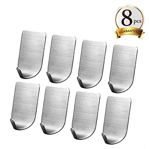 WinArrow 8Pcs Self Adhesive Hooks Durable Stainless Steel Peg Towel Hooks Environmentally-friendly Self-Adhesive Hooks High Viscosity Rustproof Heavy Duty Wall Hooks Traceless Hooks Save Space for Kitchen Bathroom Bedroom