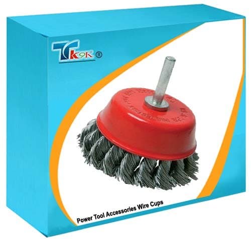 TK9K® - Power Tool Accessories Wire Cups Twist-Knot Cup Brush 75mm For rust, paint, contaminant removal. Also for descaling, deburring and preparation of welding seams. 6mm shank for use with power drills.