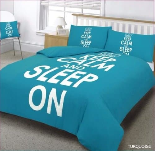 3PC KEEP CALM & SLEEP ON TURQUOISE KING SIZE BEDDING BED DUVET COVER QUILT SET WITH PILLOWCASES
