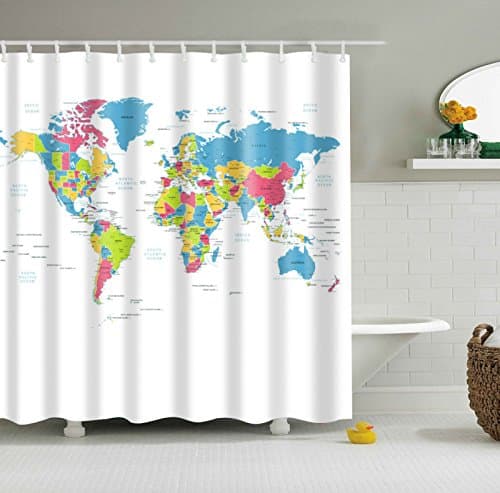 Colorfulworld® Digital Printed Antibacterial Screen Mildew Proof 100% Polyester Water Resistant Fabric Shower Curtain Anti Mould Washable 150 x 180 cm