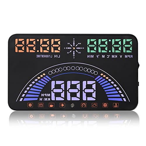 KOLSOL HUD S7 5.8 Inch OBD II Car Windshield HUD Head Up Display with GPS Speed Fatigue Warning RPM Water Temperature