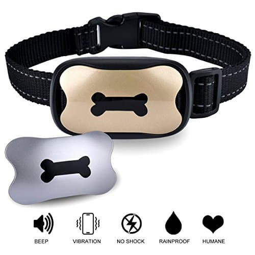 Anti Bark Dog Collar HOJUNS No Shock Spray Muzzle Harmless & Humane Bark Training Collar with 7 Progressive Sound and Vibration Levels to Stop Barking for Small Medium Large Dogs
