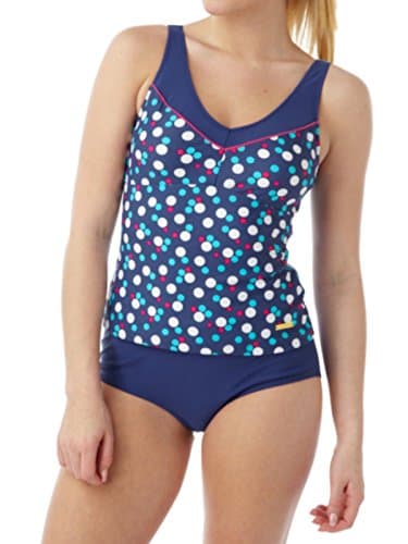 Ladies Spot Tankini Set Multi Spot B-C, D-DD Cups (16 B-C cup, Navy)