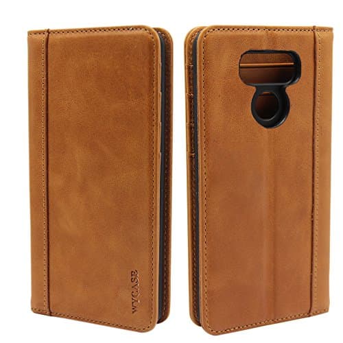 WYCASE® LG G6 Folio Wallet Case,Retro Style Slim Flip Wallet Leather Stand Case Protective Skin Cover Brown